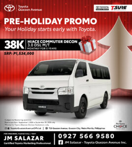 38K | HIACE COMMUTER DECON 3.0 DSL M/T — MONTHLY FOR 5 YEARS
